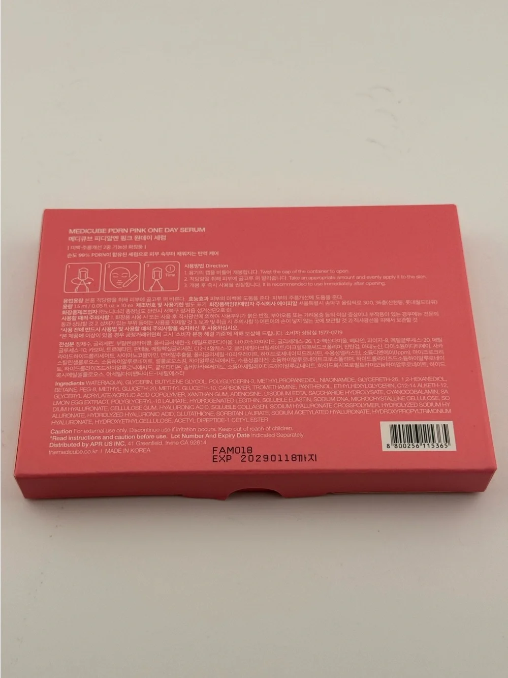 Medicube PDRN Pink One Day Serum - High Purity Salmon PDRN 99% Ampoules (10x 1.5